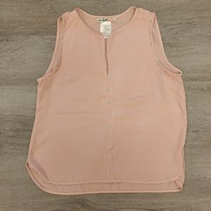 Love Squared Women's Sleeveless Studded V-Neck Pullover Pink Blouse Small S